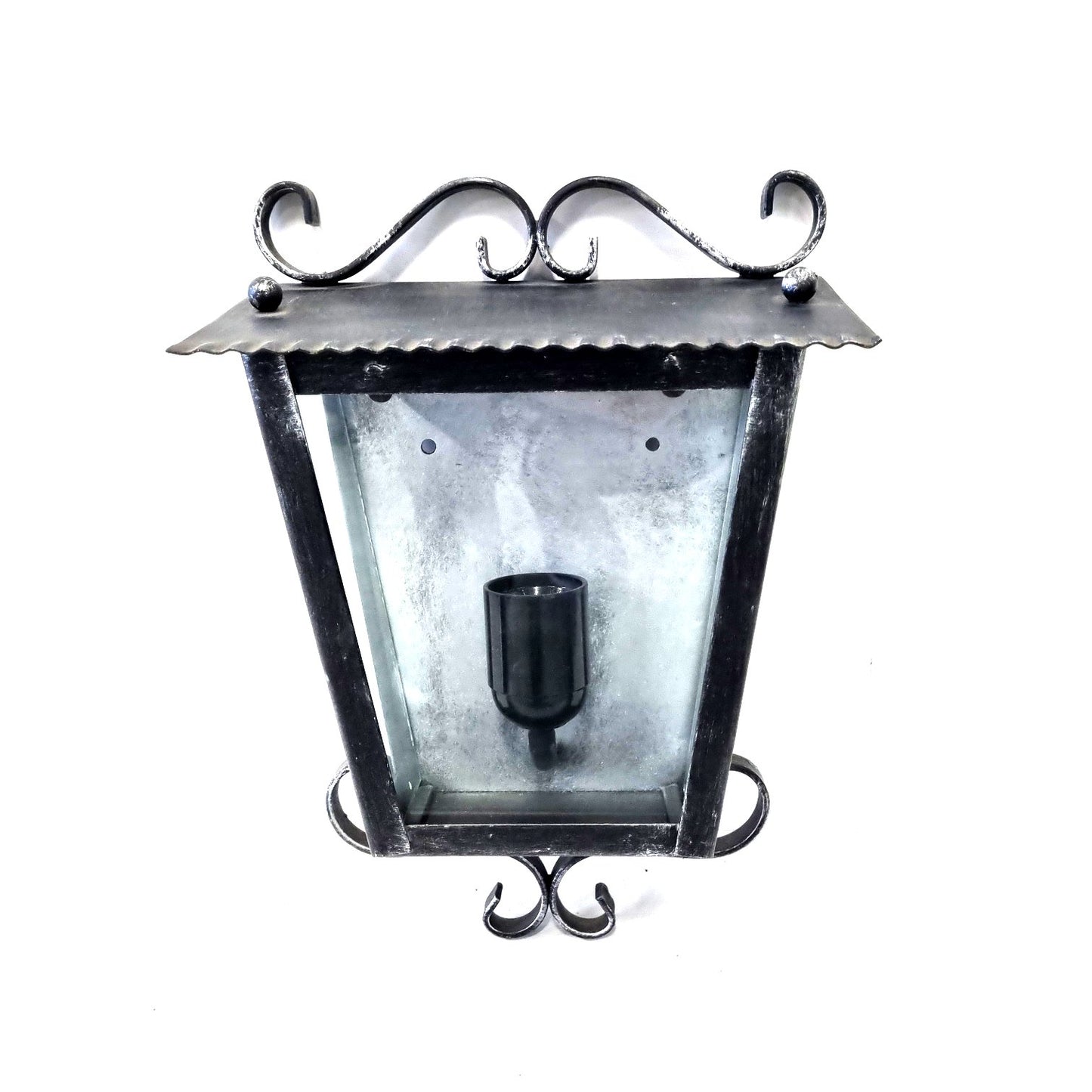 8572 Lanterna da parete in ferro battuto - Mezza lanterna