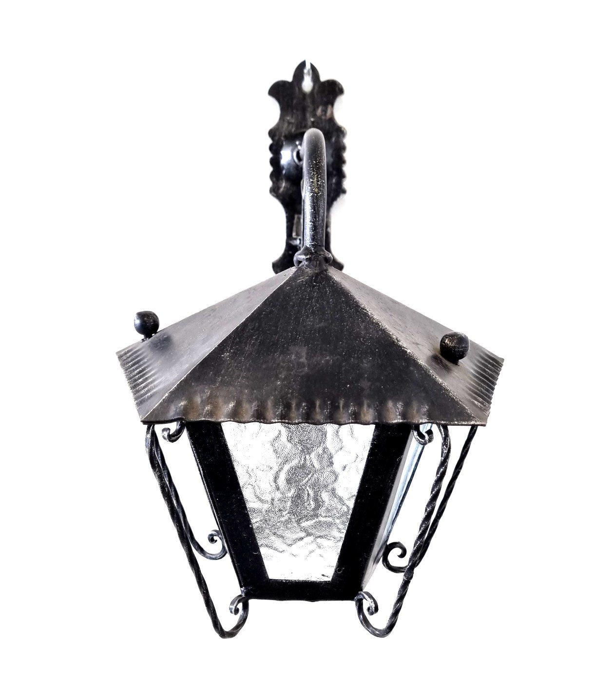 8510 Lanterna da parete in ferro battuto - Lanterna con braccio