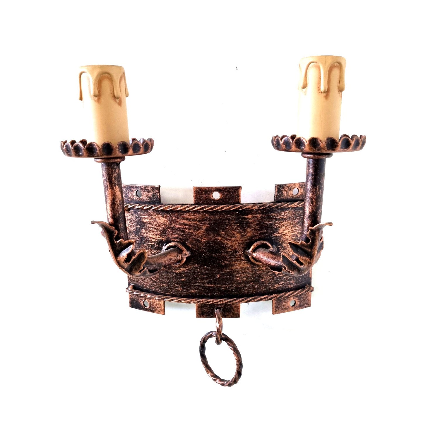 8222 Applique in ferro battuto a 2 luci