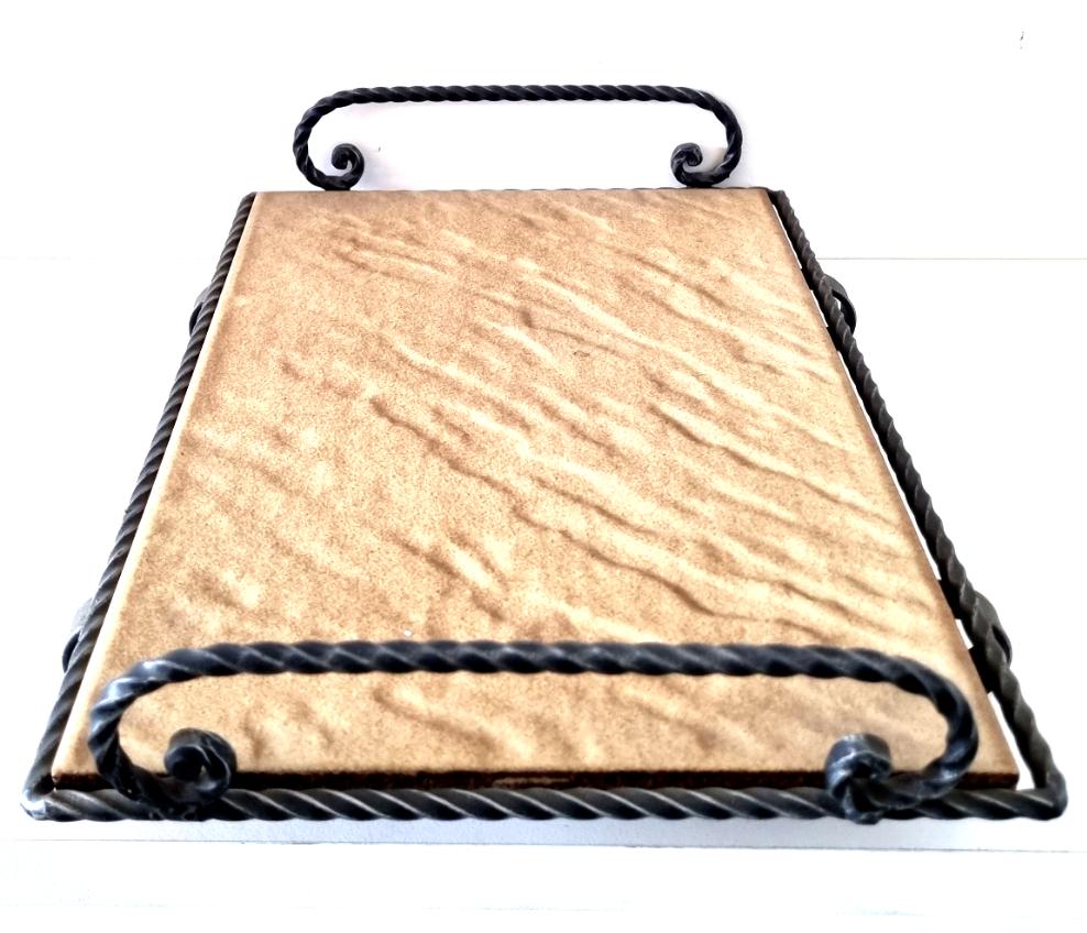 6249 SottoPentola in Ferro Battuto con Pietra