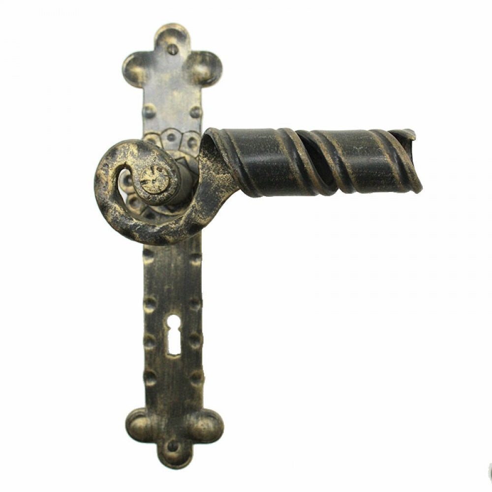 2046 Maniglia in Ferro Battuto per Porte su Placca.