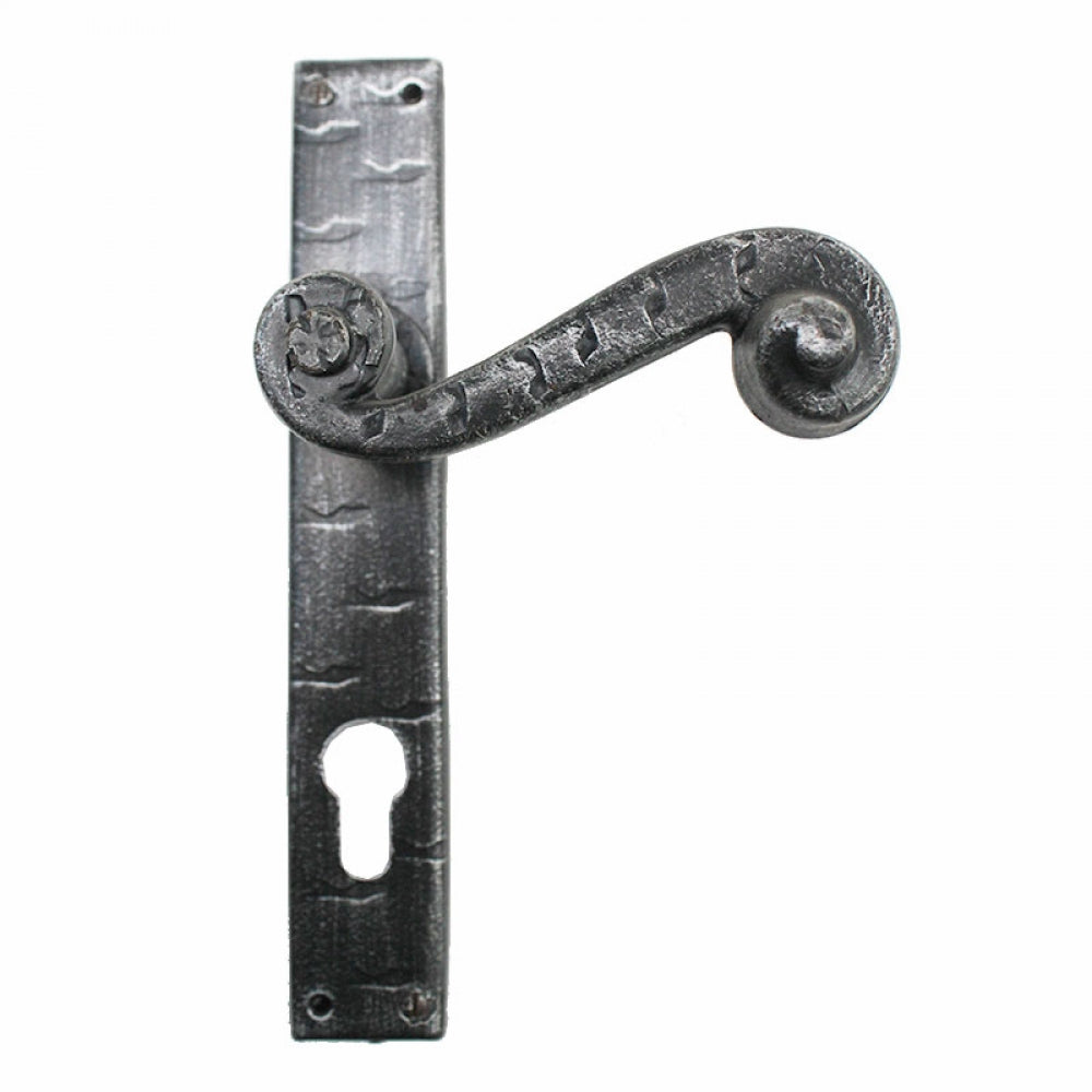 2052 Paio Maniglie in Ferro Battuto per Porte su Placca.