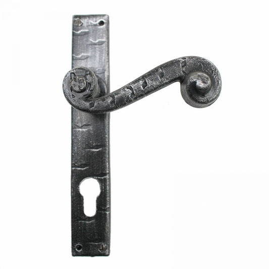 2052 Paio Maniglie in Ferro Battuto per Porte su Placca.