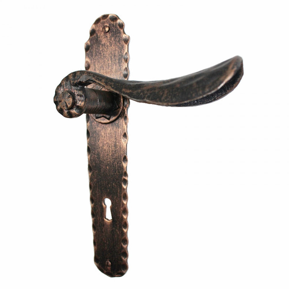 2056 Maniglia in Ferro Battuto per Porte su Placca.