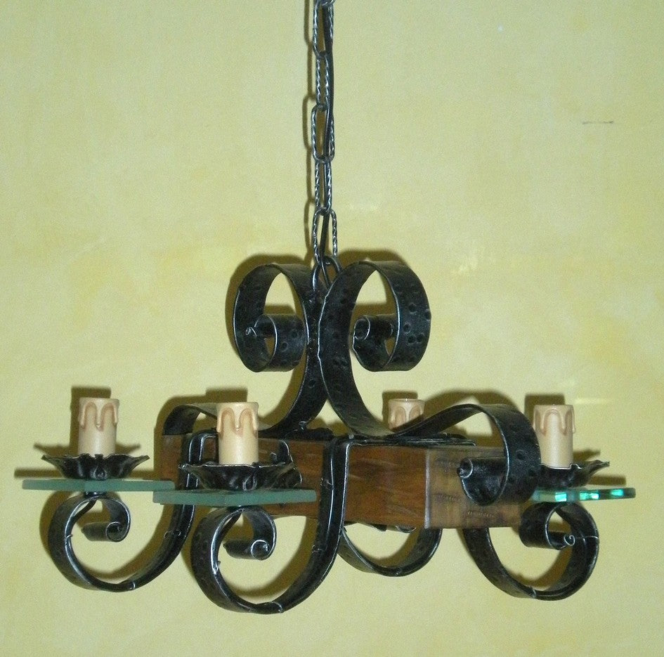 8056 Lampadario in ferro battuto a 4 luci