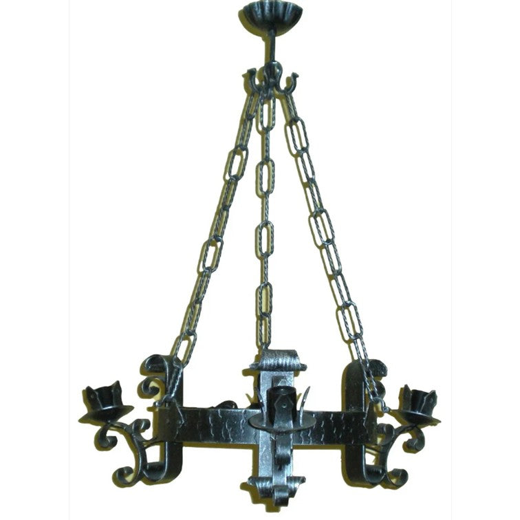 8001 Lampadario in ferro battuto a 3 luci