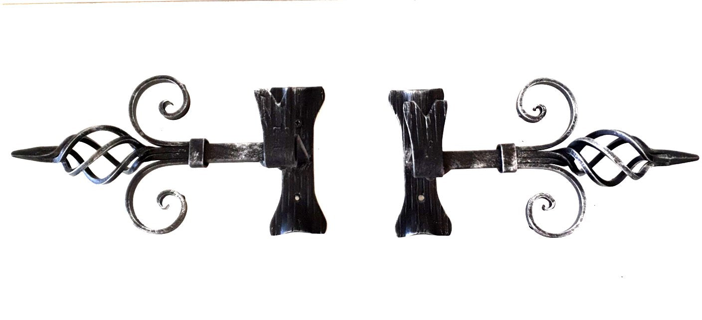 6743/3351 Terminale per bastone tende - Supporto bastone tenda con integrato terminale in ferro battuto