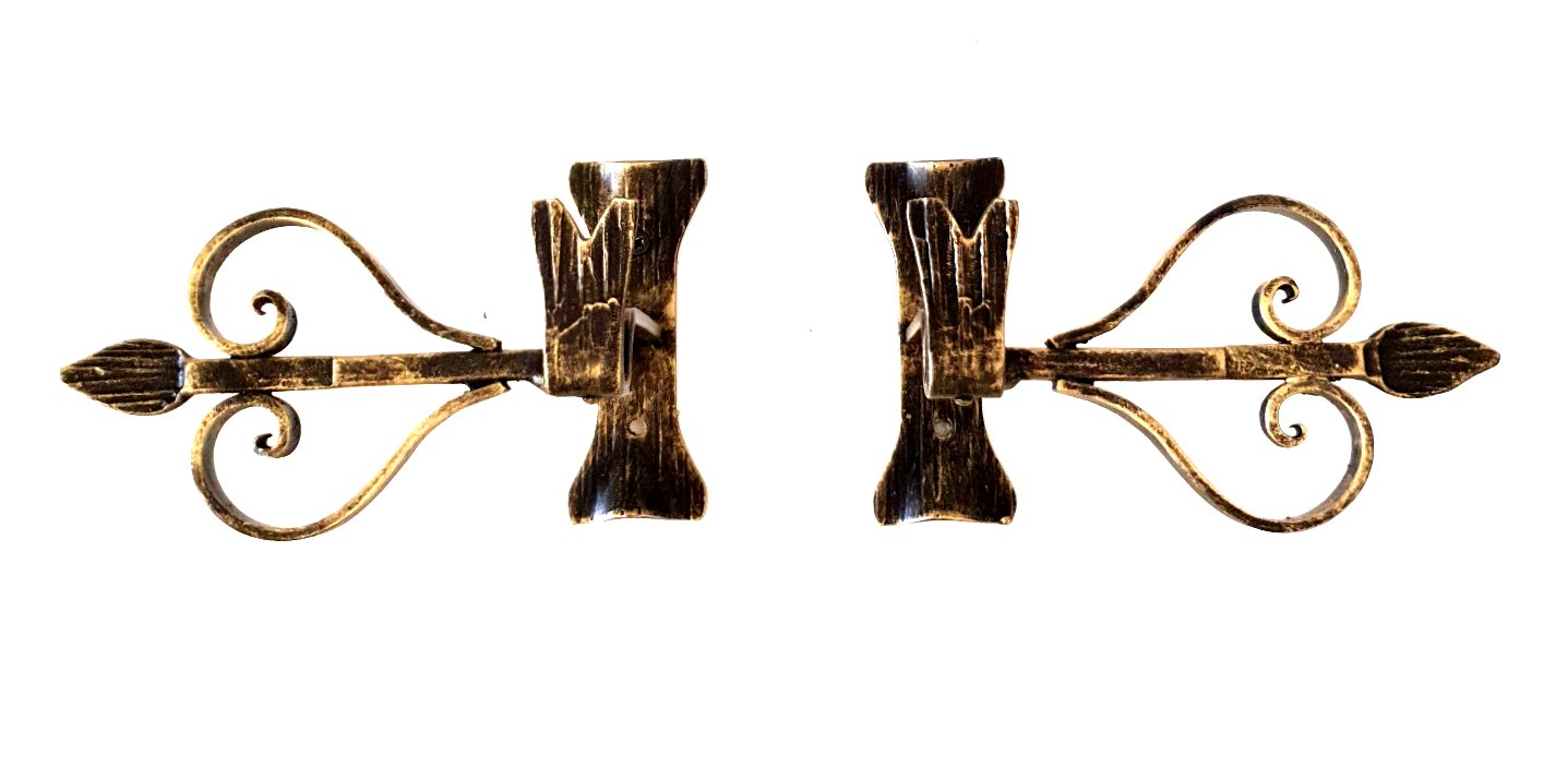 6748/3354 Terminale per bastone tende - Supporto bastone tenda con integrato terminale in ferro battuto