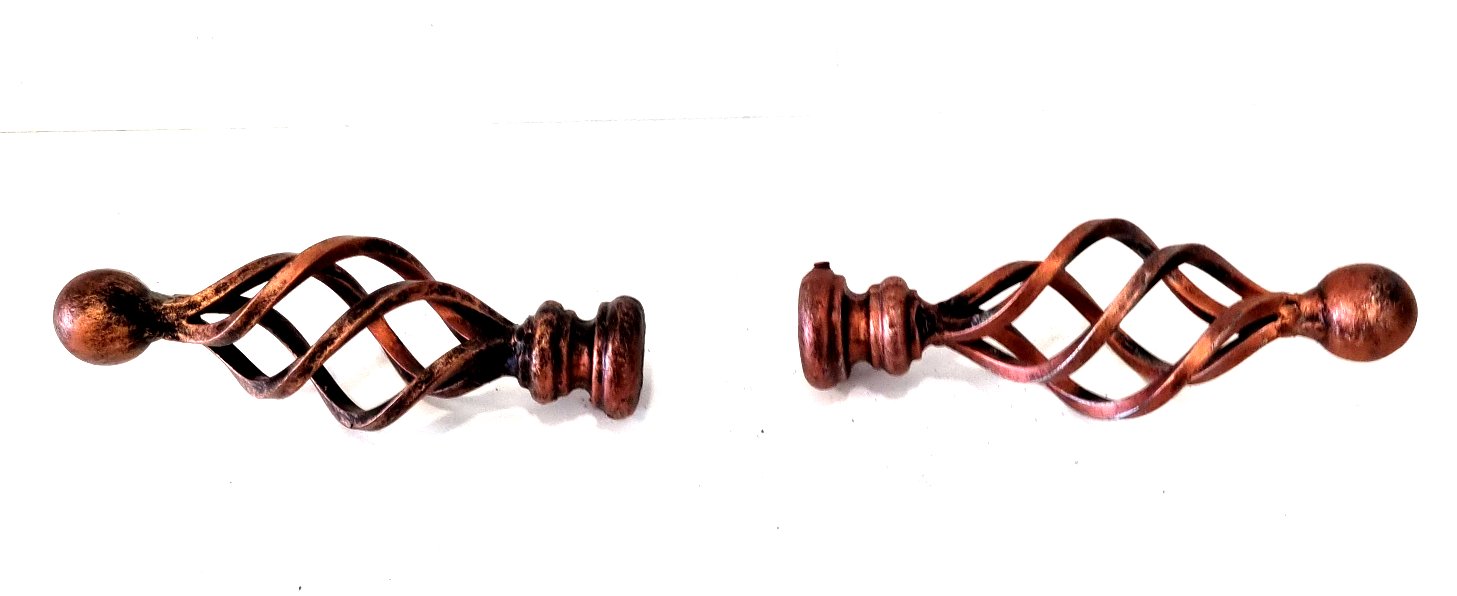 6757 Terminale per bastone tende - Supporto bastone tenda con integrato terminale in ferro battuto