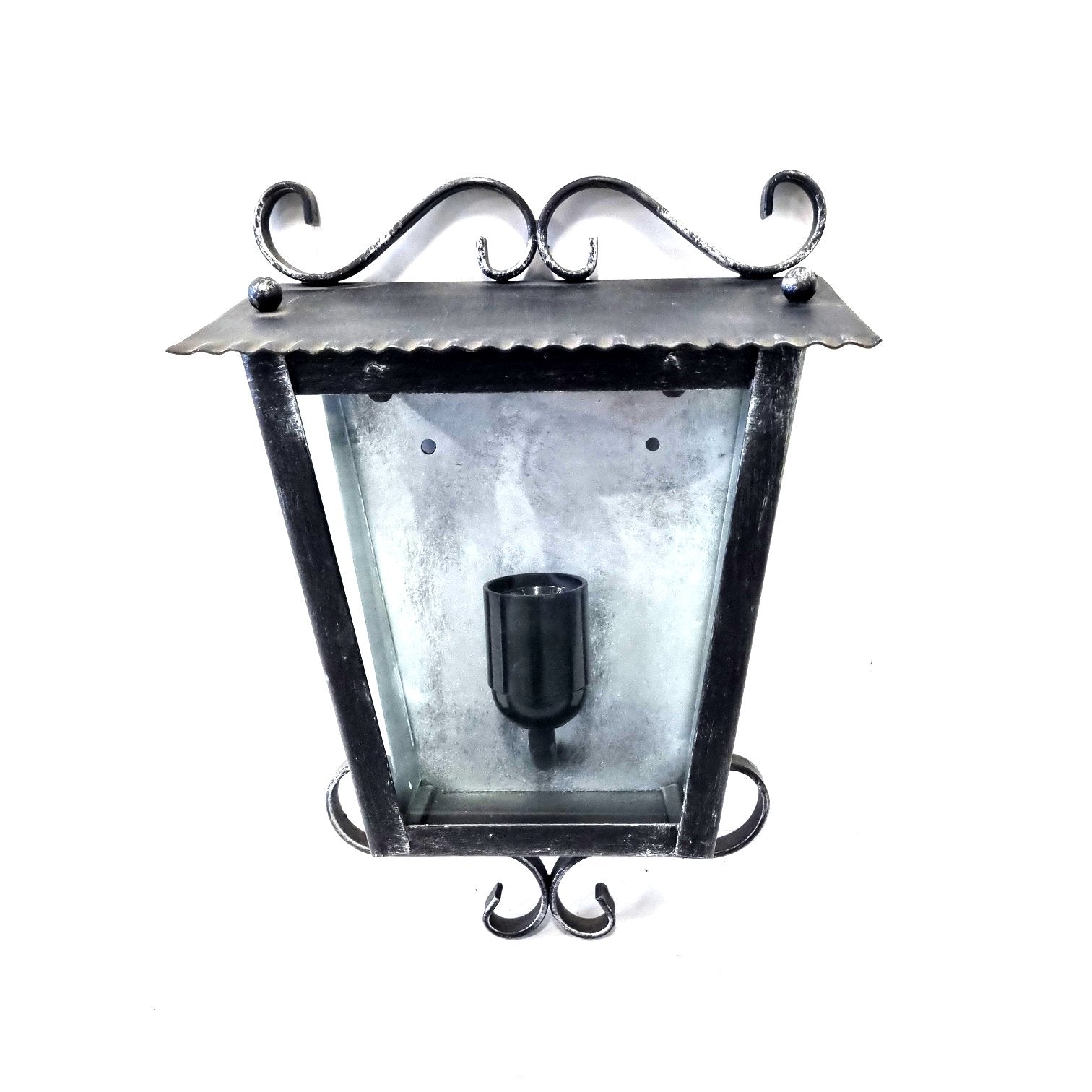 8572 Lanterna da parete in ferro battuto - Mezza lanterna