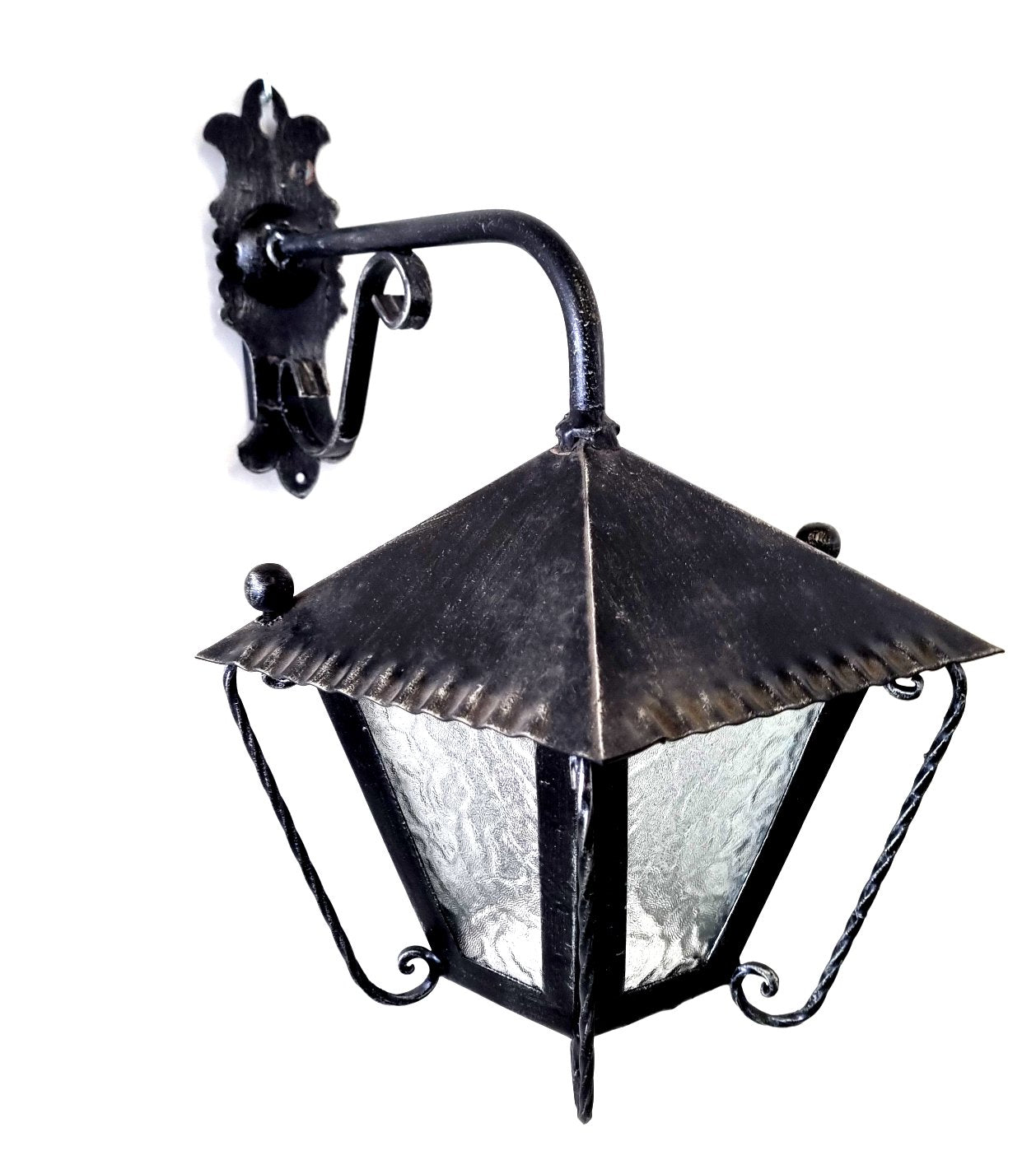 8510 Lanterna da parete in ferro battuto - Lanterna con braccio