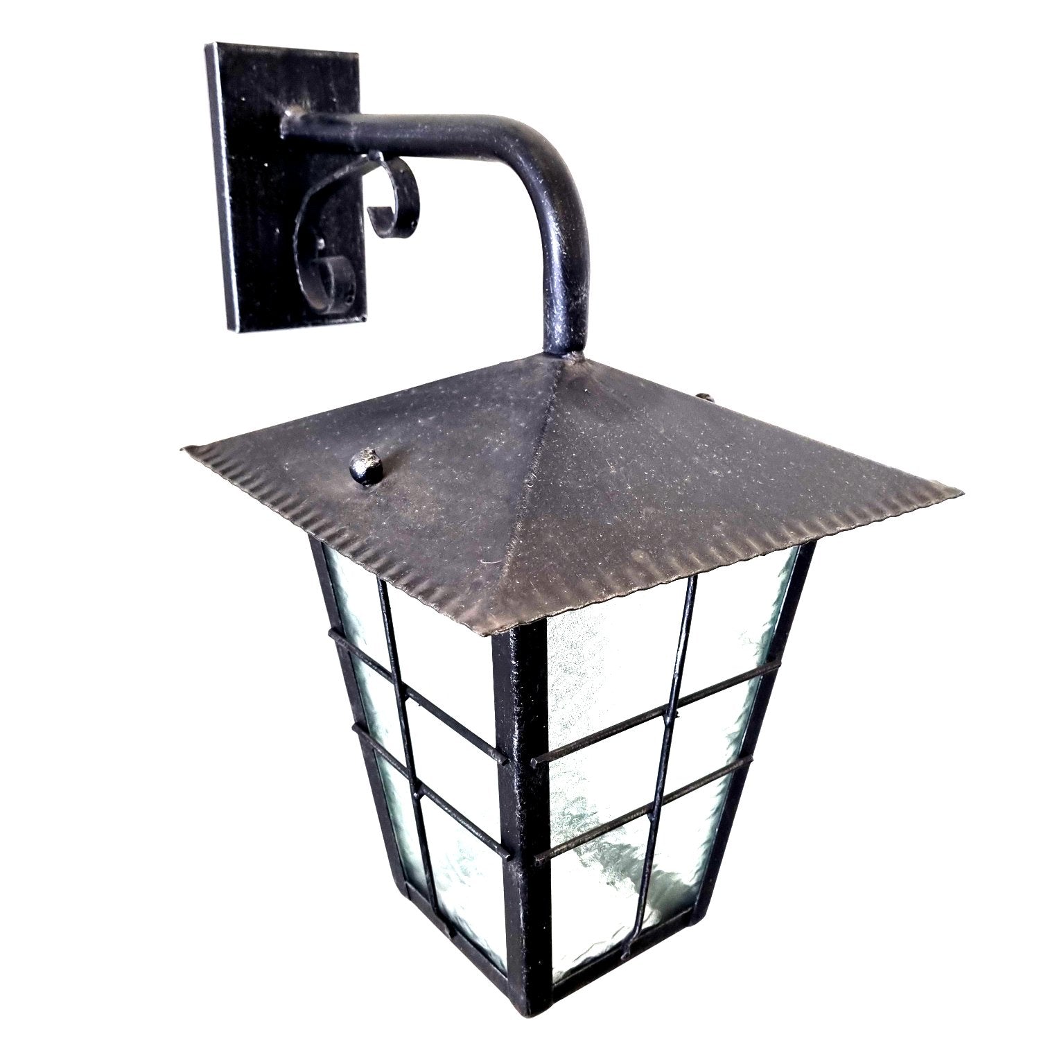 8559 Lanterna da parete in ferro battuto - Lanterna con braccio