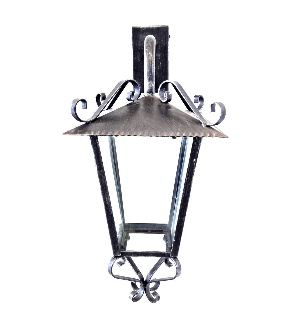 8579 Lanterna da parete in ferro battuto - Lanterna con braccio