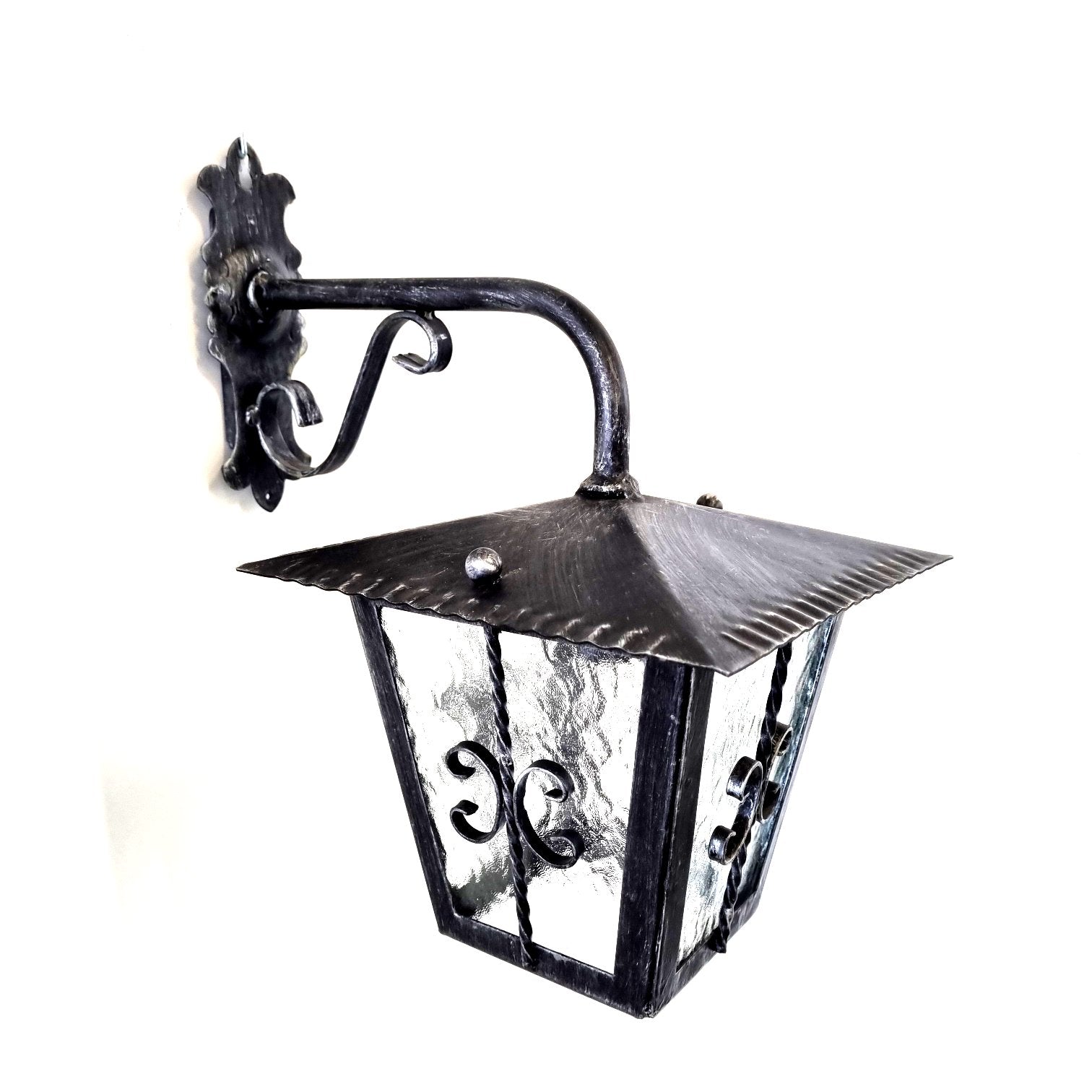8586 Lanterna da parete in ferro battuto - Lanterna con braccio