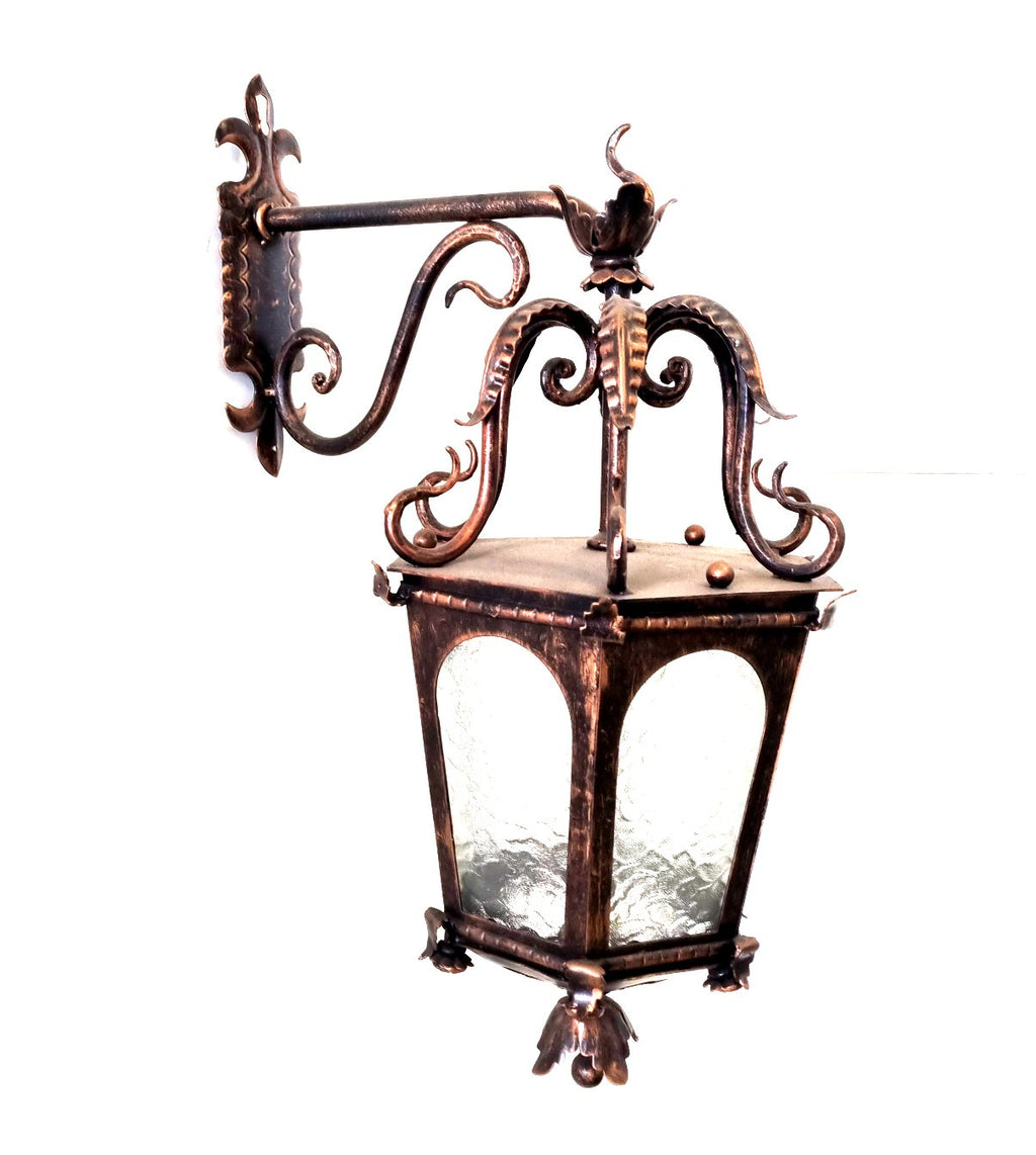 8645 Lanterna da parete in ferro battuto - Lanterna con braccio