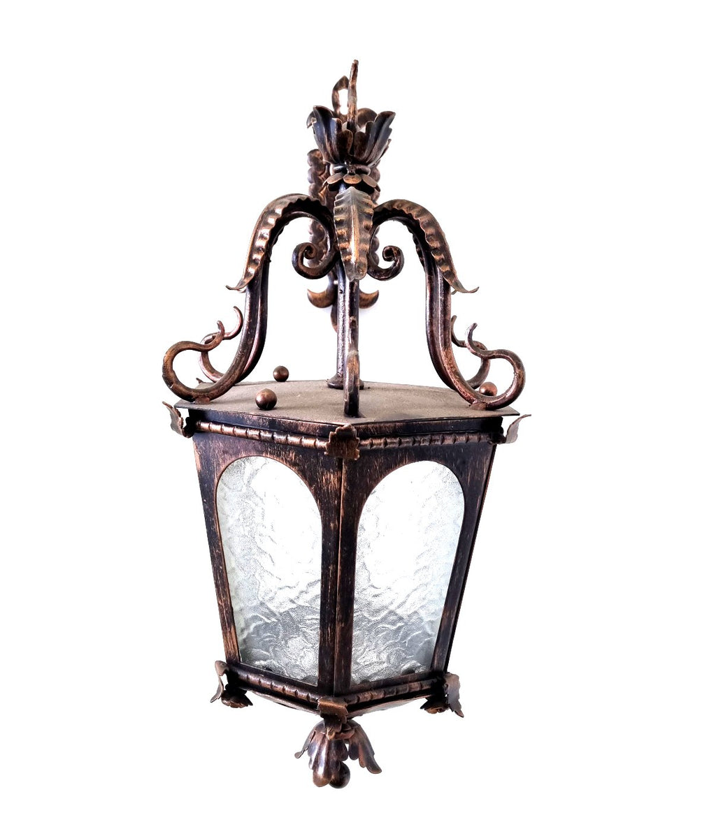 8645 Lanterna da parete in ferro battuto - Lanterna con braccio