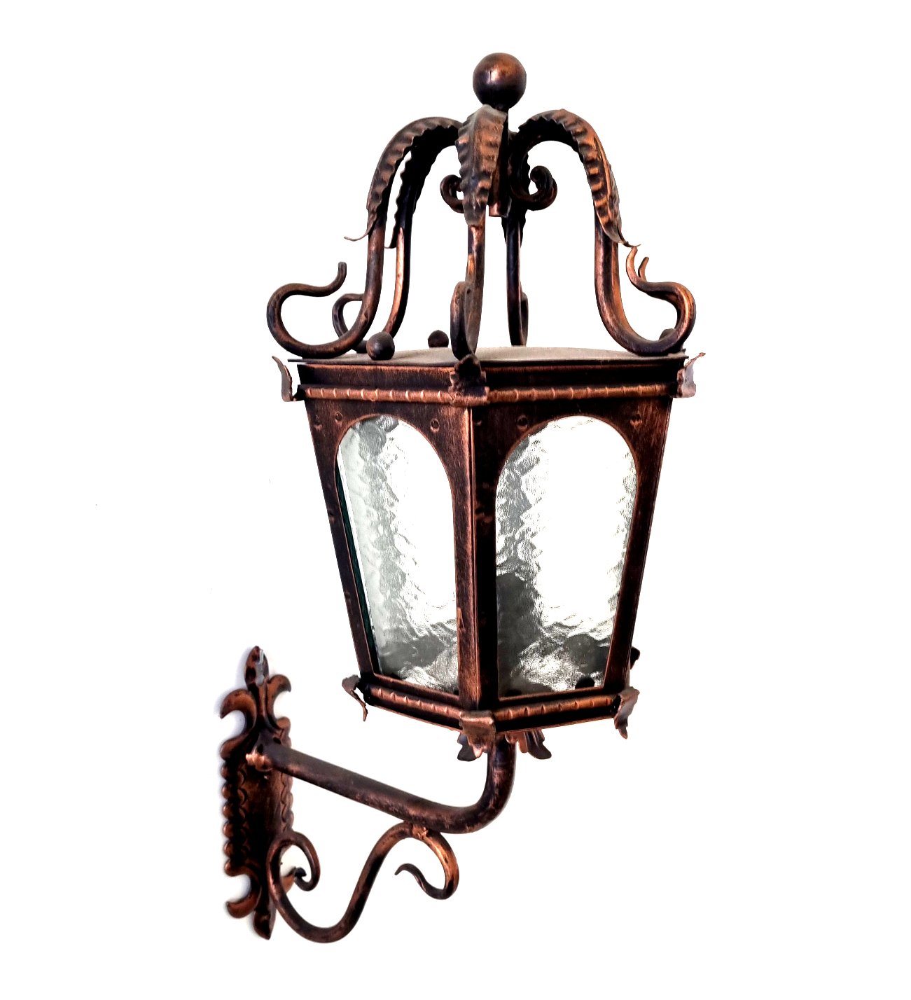 8647 Lanterna da parete in ferro battuto - Lanterna con braccio
