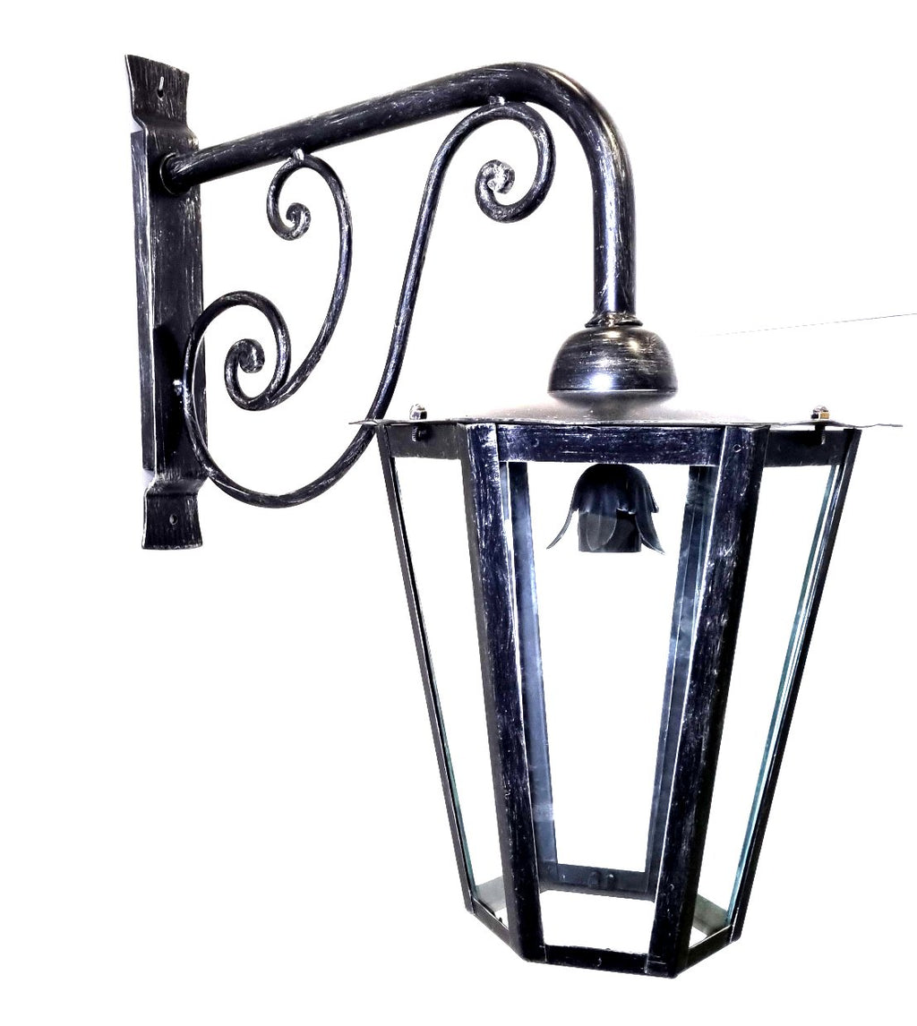 8654 Lanterna da parete in ferro battuto - Lanterna con braccio