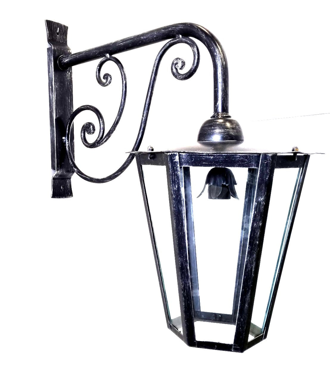 8654 Lanterna da parete in ferro battuto - Lanterna con braccio