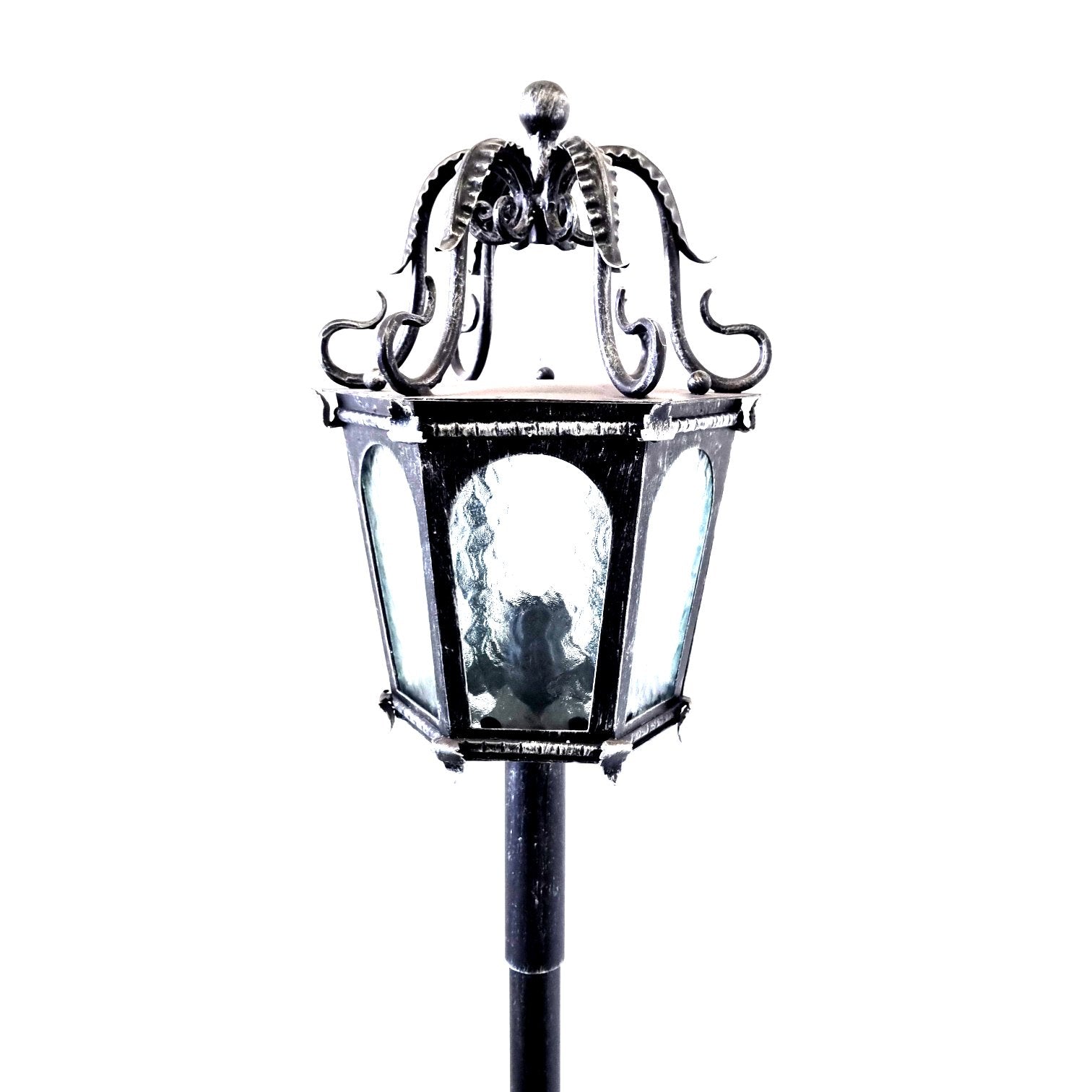 8649 Lanterna a palo in ferro battuto - Lanterna da terra