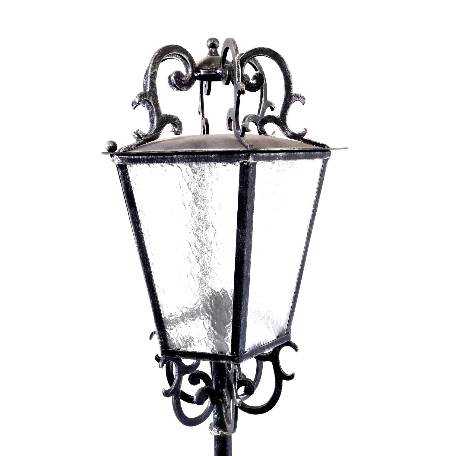 8650/Castello - Lanterna a palo in ferro battuto - Lanterna da terra