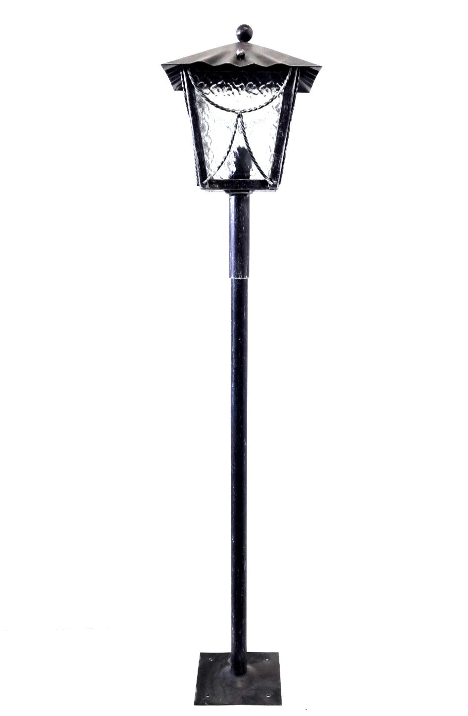 8554/Torino - Lanterna a palo in ferro battuto - Lanterna da terra