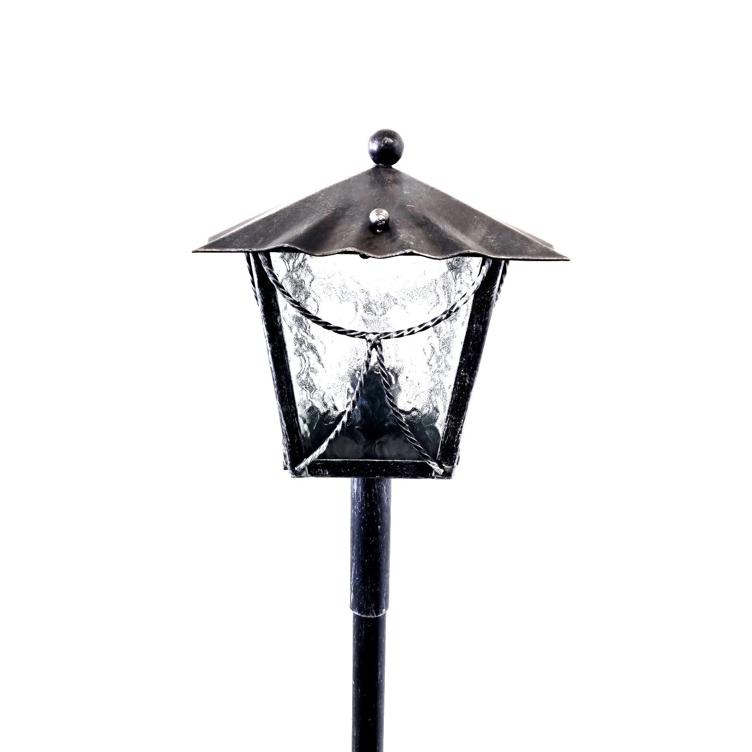 8554/Torino - Lanterna a palo in ferro battuto - Lanterna da terra