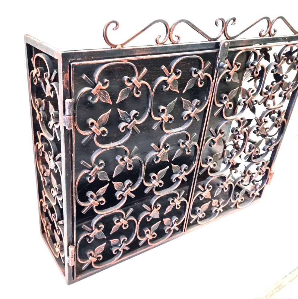 6233 Armadietto Portabottiglie in ferro battuto - Armadietto Porta bottiglie da vino