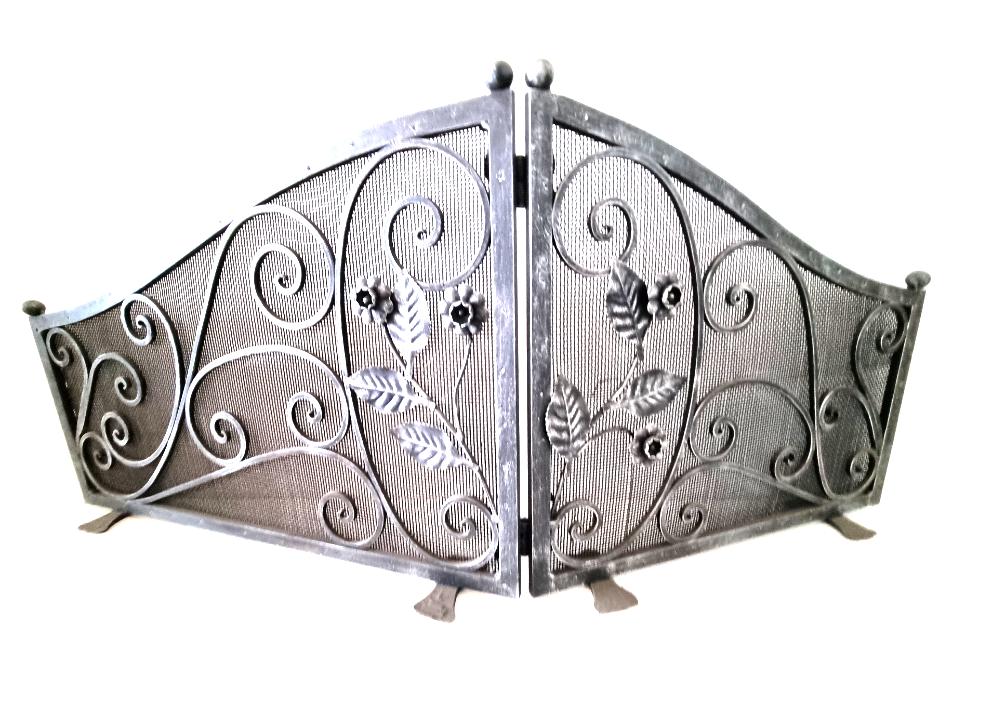6368.Gr Parascintille per camino in ferro battuto - Schermo camino