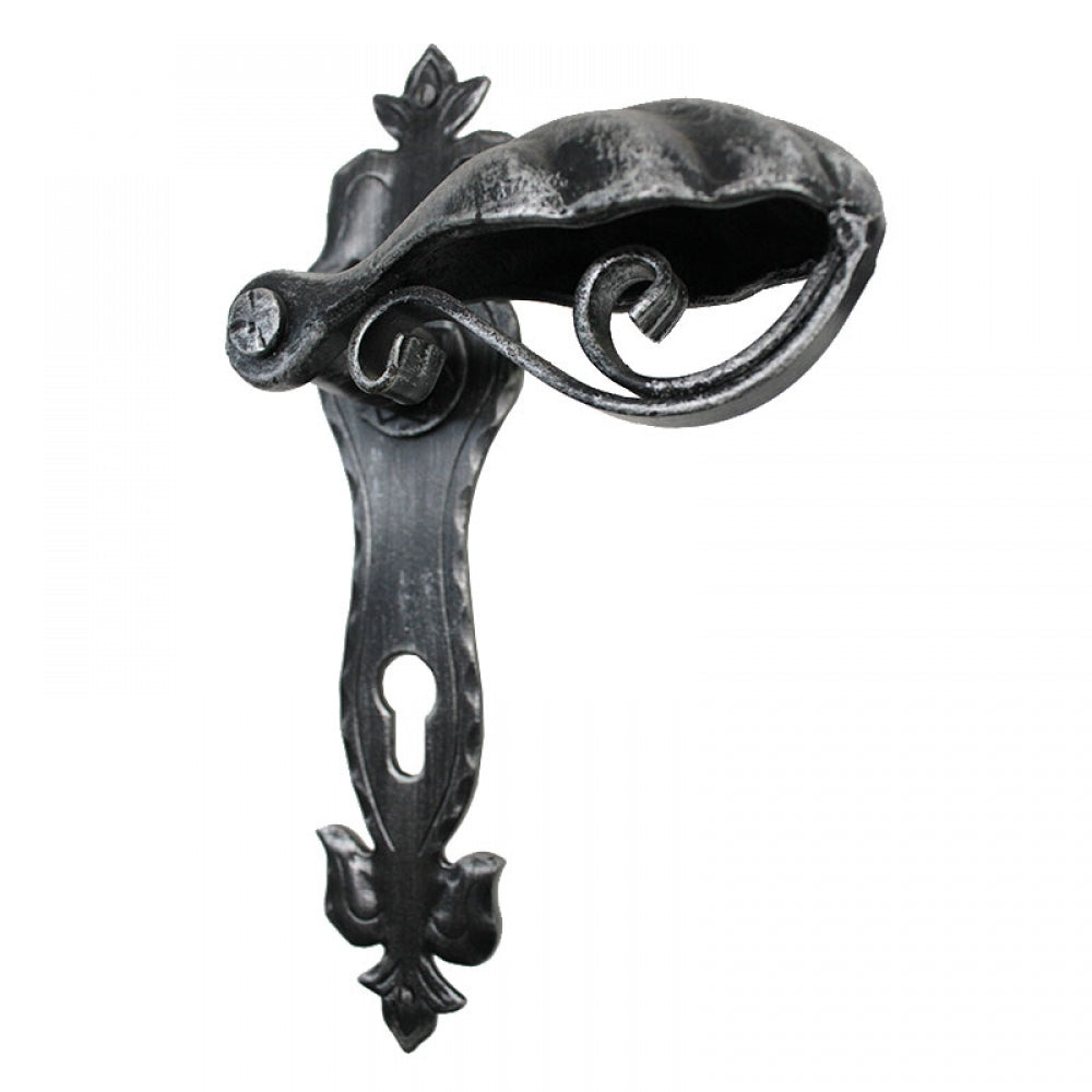 2041 Paio Maniglia in Ferro Battuto per Porte su Placca