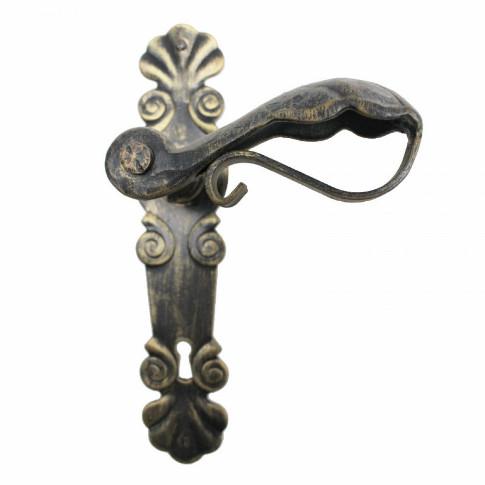 2035 Maniglia Piccola Ferro Battuto per Porte su Placca.