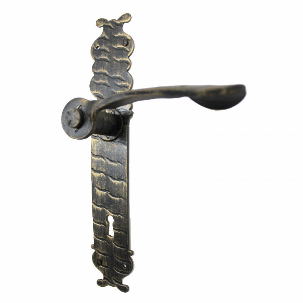 2054 Maniglia in Ferro Battuto per Porte su Placca
