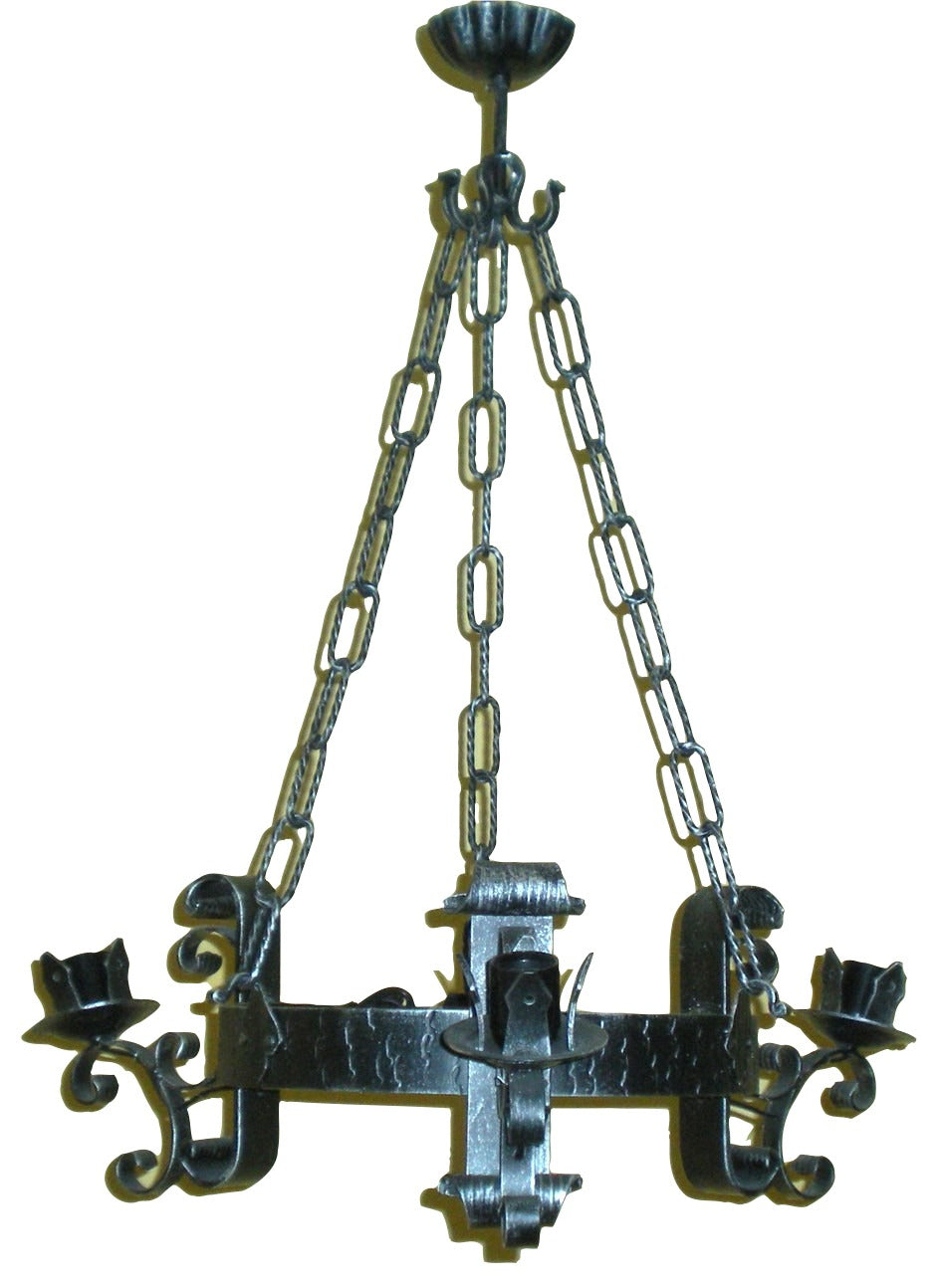 8001 Lampadario in ferro battuto a 3 luci