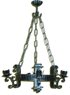 8001 Lampadario in ferro battuto a 3 luci