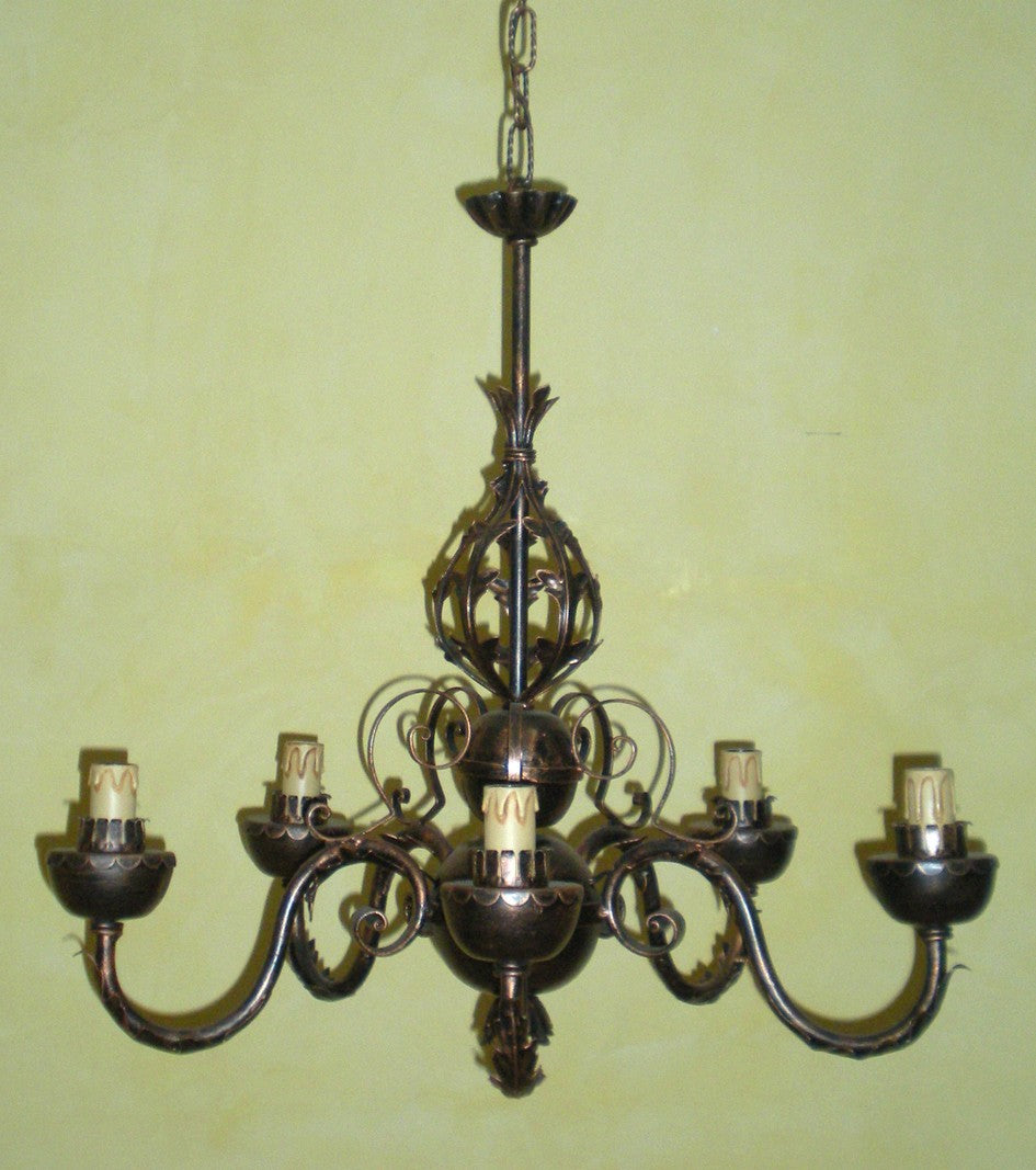 8025 Lampadario in ferro battuto a 5 luci