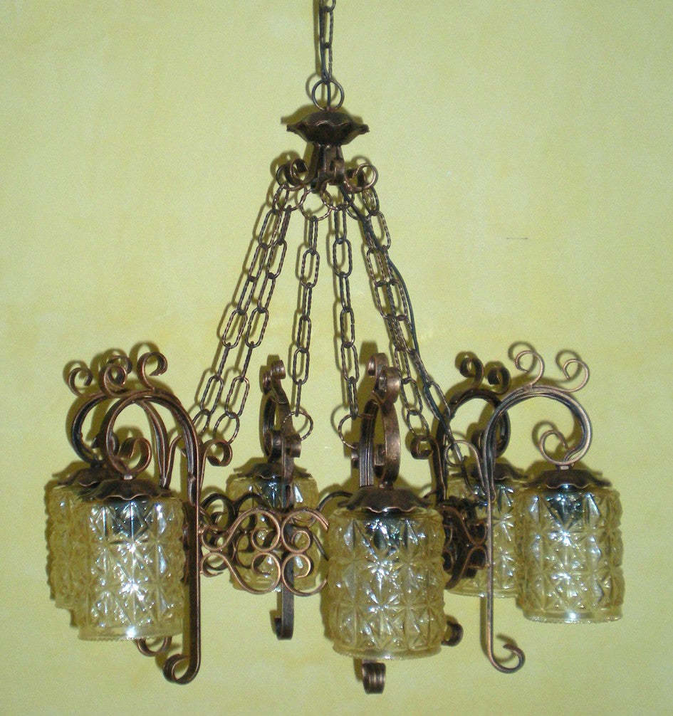 8027 Lampadario in ferro battuto a 6 luci