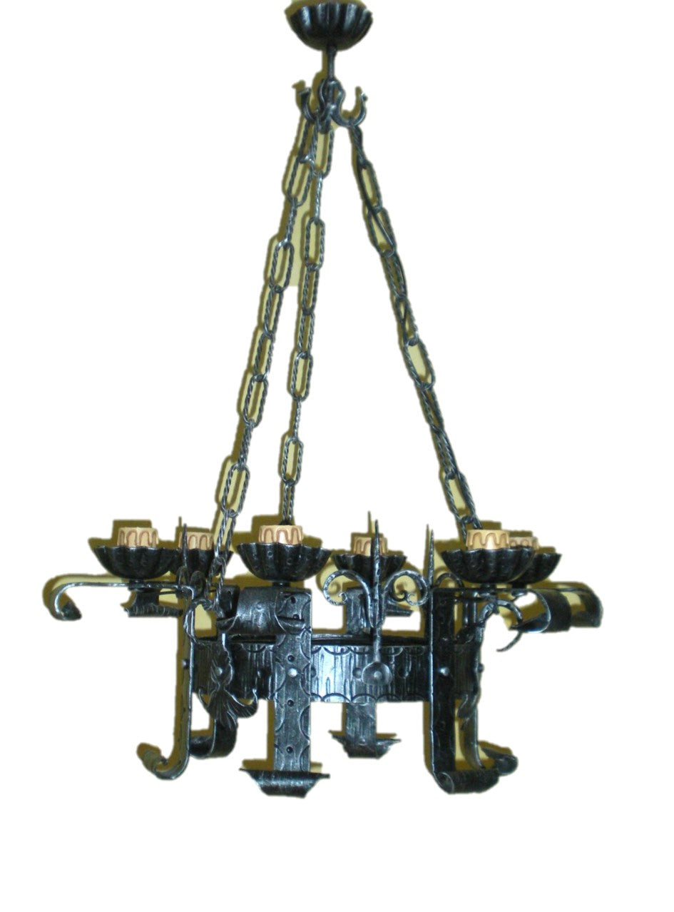 8037 Lampadario in ferro battuto a 6 luci