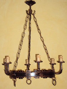 8219 Lampadario in ferro battuto a 6 luci