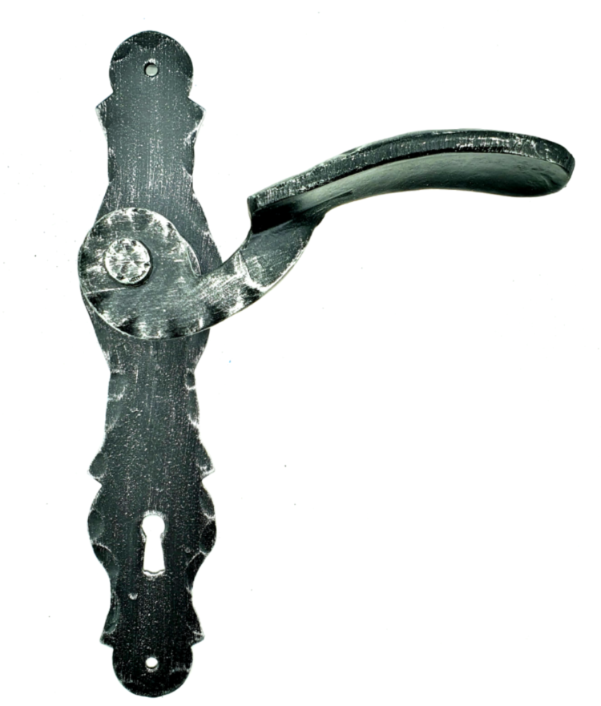 2044 Paio Maniglia in Ferro Battuto per Porte su Placca.